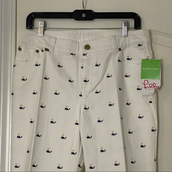NWT 1990s Whale Embroidery Lilly Pulitzer 5 Pocket Jean Pants, Size 10 - Picture 3 of 9
